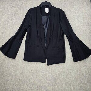 Lauren Conrad Womens Black Bell Sleeve Blazer Size 16 Rayon Blend